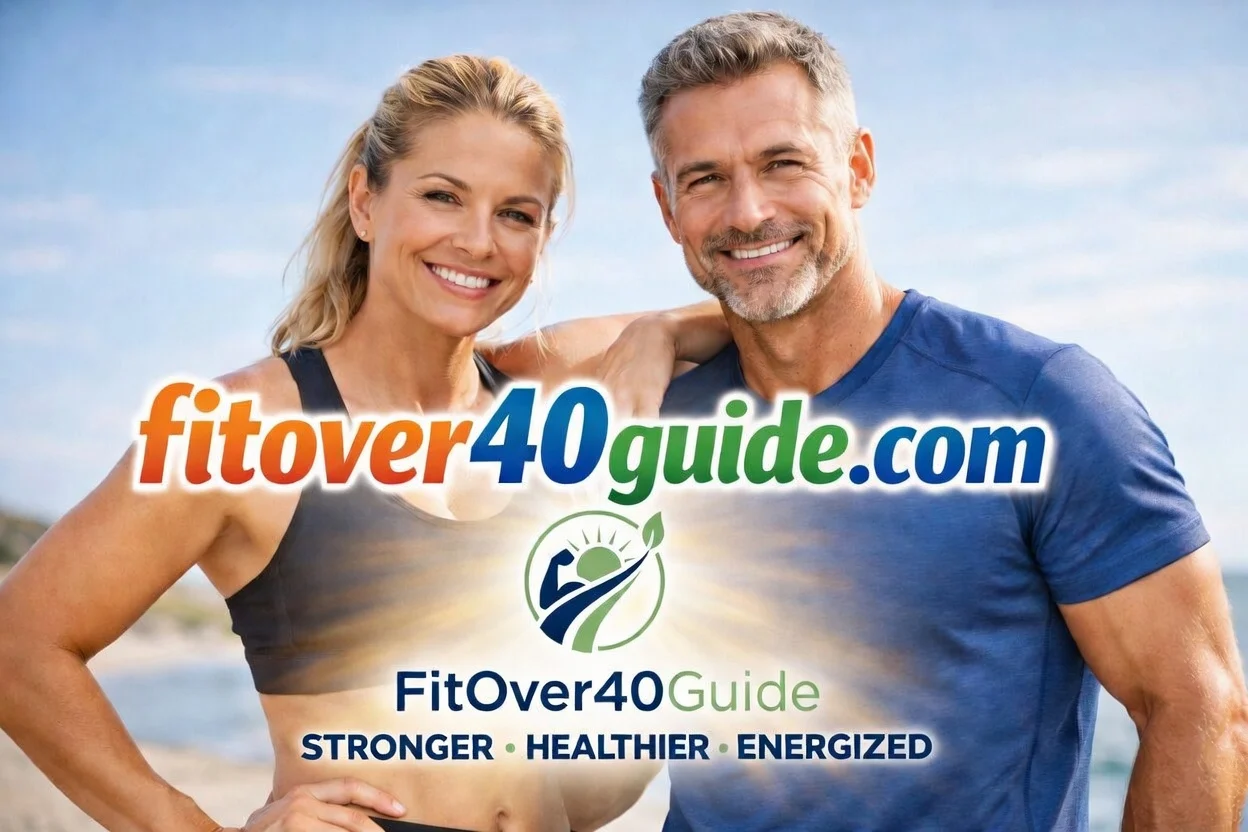 A fit, smiling couple over 40 enjoying a healthy lifestyle on the beach